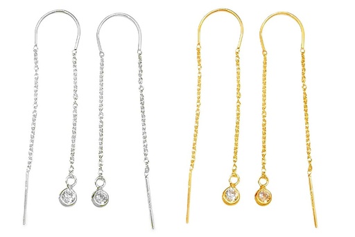 Pendiente plata 925 cz con cadena