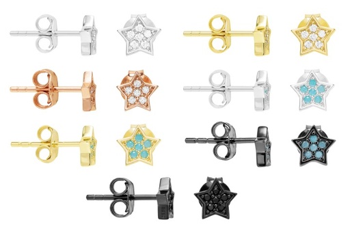 Pendiente plata 925 con zirconita estrella 