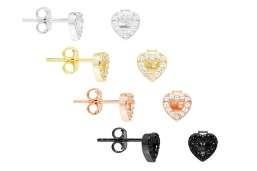 Pendiente plata 925 con zirconita corazon 