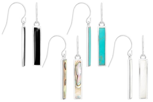 Pendiente plata 925 barra gancho hippie 