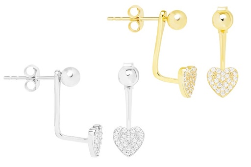 Pendiente plata 925 cz corazon 