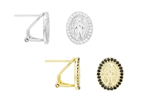 Pendiente plata 925 cz virgen cierre omega