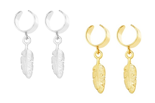 Pendiente plata 925 pluma 