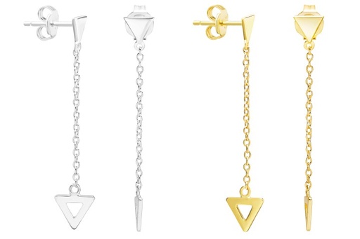 Pendiente plata 925 triangulos cadena 