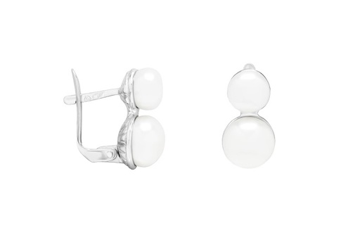 [105670001PBL] Silver leverback earwires with pearl
