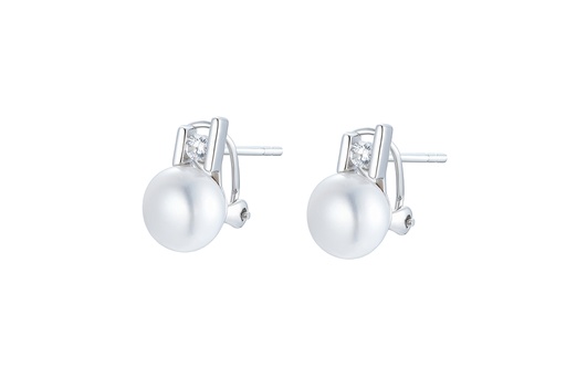 [105680001ZPB] Sterling silver pearl & cz earring