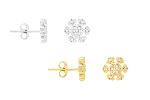 Snowflake earrings silver 925 cz