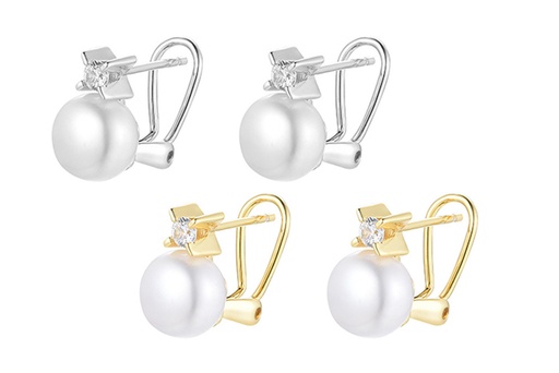 Silver omega clip earring  fresh water  pearl