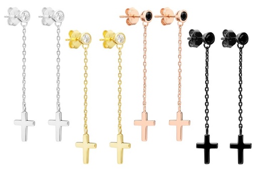 Pendiente plata 925 cruz cz