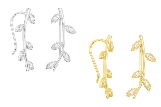 Silver 925 leaf earring cz