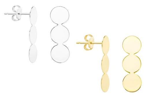 Sterling silver three circles long earring