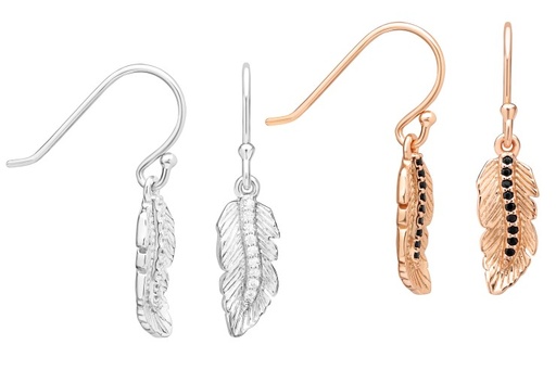 Pendiente plata 925 pluma con zirconita 