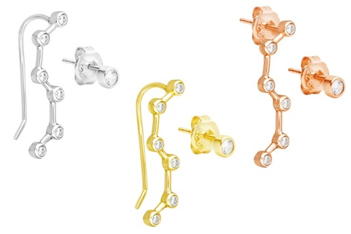 Pendiente plata 925 cz trepador constelación 