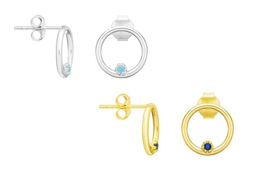 Pendiente plata 925 círculo con zirconita 