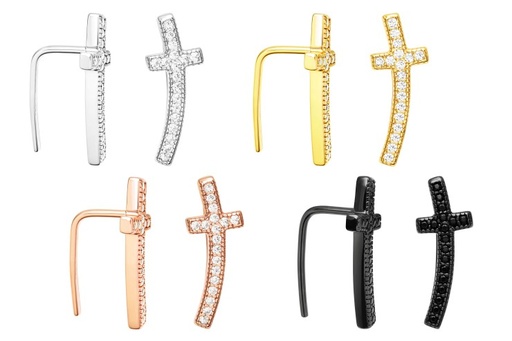 Pendiente plata 925 trepador cruz cz 