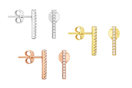 Pendiente plata 925 barra zirconita