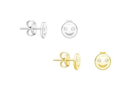 Silver 925 emoji smile cz earring