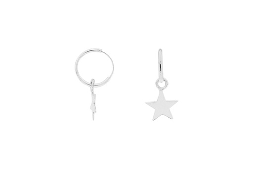 [1118700000PL] Pendiente plata 925 aro estrella 