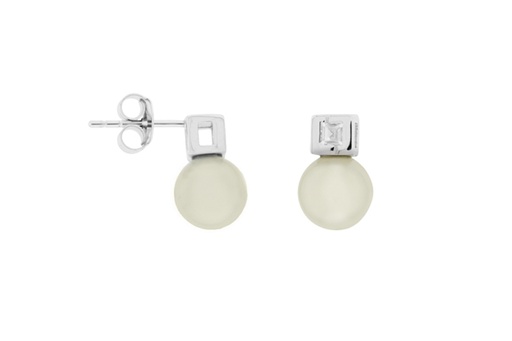 [112960001ZPB] Silver earring shell pearl cz