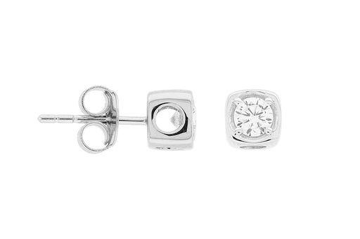 [113350001ZBL] Pendiente plata 925 zirconita 8mm cuadrado presión 