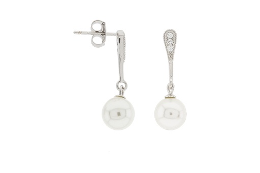 [113420001ZPB] Silver 925 shell pearl with cz earring