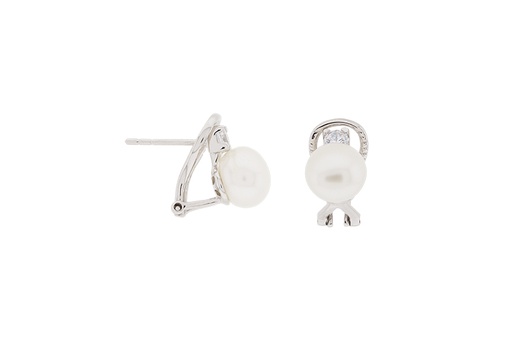 [113510001ZPB] Sterling silver toi et moi earring with cultured pearl