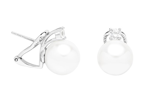 [113660001ZPB] Sterling silver pearl & cz earring