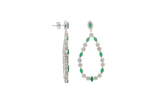 [113790001GES] Silver 925 cz & stone earring