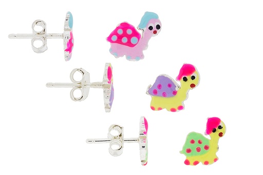 Silver 925 enamel turtle earring