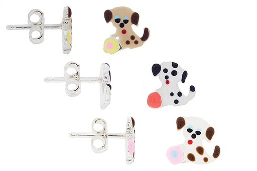 Pendiente plata 925 perro dalmata esmaltada