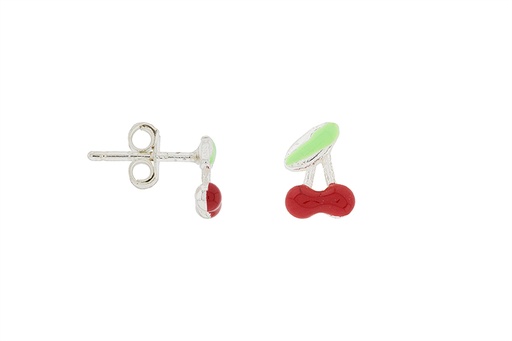 [115690000ERJ] Silver 925 enamel cherry earring