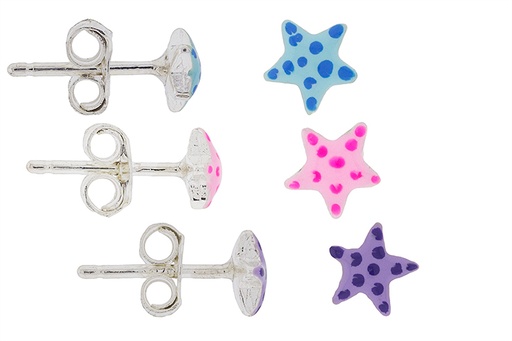 Pendiente plata 925 estrella esmaltada