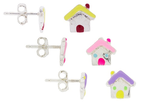 Pendiente plata 925 casita esmaltada