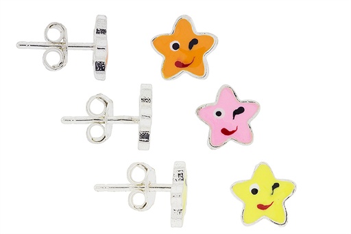 Silver 925 enamel star earring