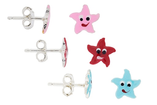 Silver 925 enamel star earring