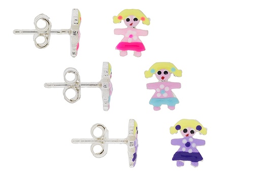 Silver 925 enamel girl earring