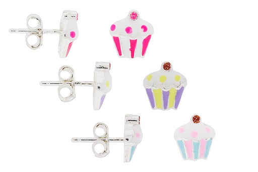 Pendiente plata 925 cupcake esmaltada