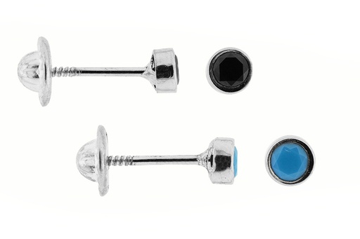 Pendiente plata 925 zirconita 3mm cierre de rosca 