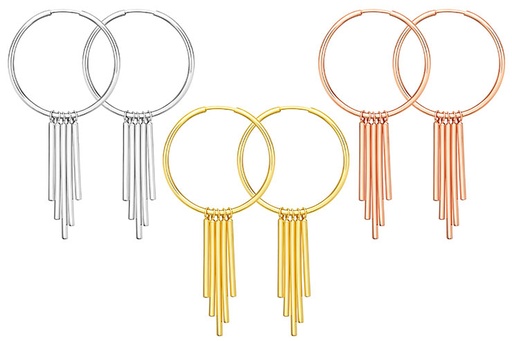 Pendiente plata 925 aro con barritas