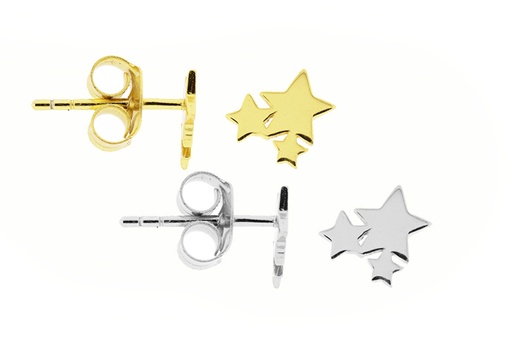 Pendiente plata 925 tres estrellas presión 