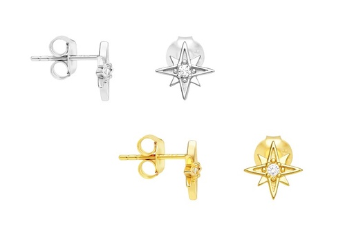 Pendiente plata 925 rosa de los vientos zirconita 