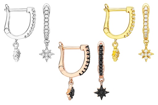 Pendiente plata 925 rosa de los vientos c. de clip 