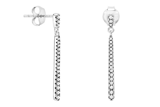 [119600001ZBL] Pendiente plata 925 barra zirconita