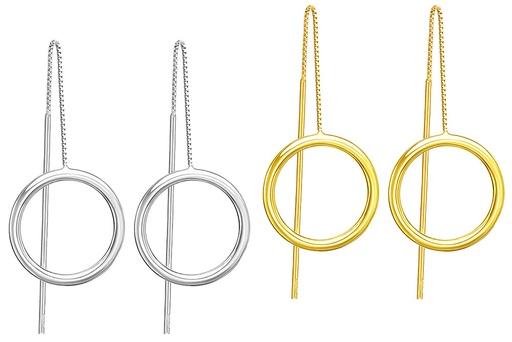 Pendiente plata 925 aro y barra con cadena 