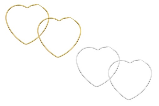 Earring hoop heart silver 925
