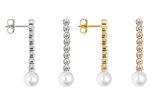 Silver 925 pearl & cz earring