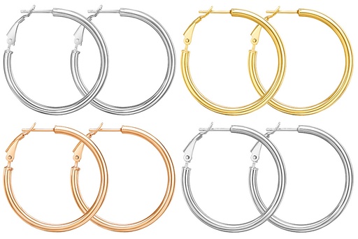 Pendiente aro plata 925 tubo 3mm cierre omega