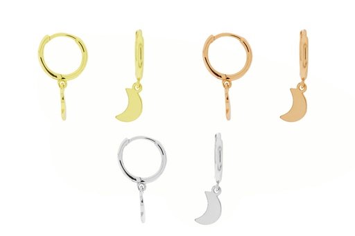 Pendiente aro plata 925 con luna 