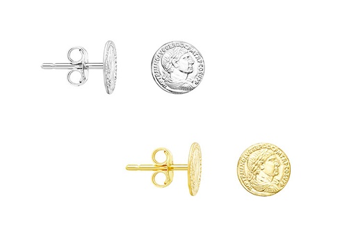 [1242100000PL] Pendiente plata 925  moneda romana presión 