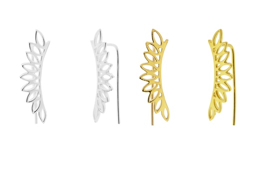 Pendiente plata 925 hojitas trepador 